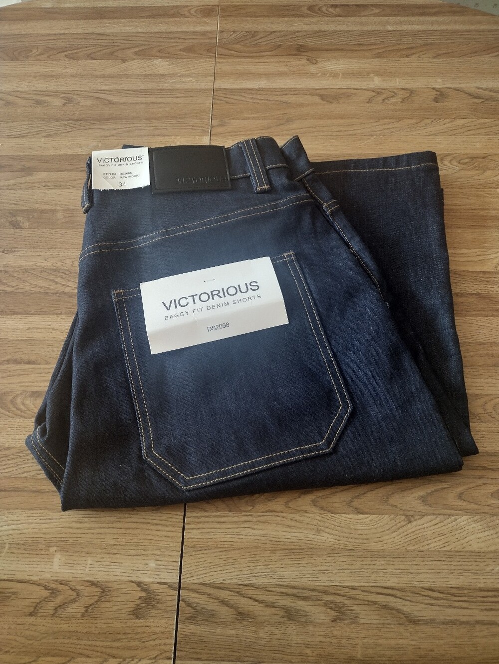 Men's DS2098 Victorious TELLUS Baggy Fit Raw Denim Shorts Size 34 Waist